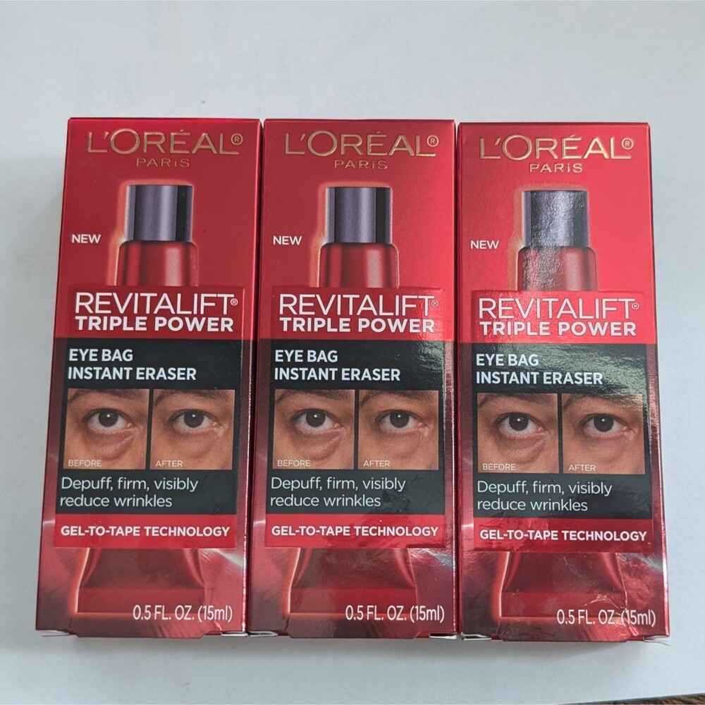 Loreal Revitalift Triple Power Eye Bag Instant Eraser Wrinkle Face Cream Lot 3